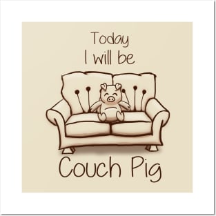 Couch Pig (Monochrome) Posters and Art